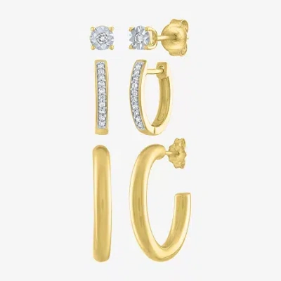 Fine Jewelry Diamond Addiction Womens 1/7 Ct. T.w. Natural White Diamond 14k Gold Over Silver Sterling Silver 3 P In Transparent