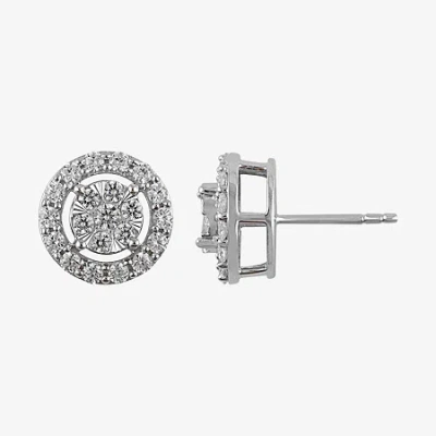 Fine Jewelry Diamond Blossom 1 Ct. T.w. Natural White Diamond 10k White Gold 10.9mm Stud Earrings