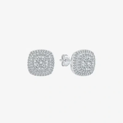Fine Jewelry Diamond Blossom 1 Ct. T.w. Natural White Diamond 10k White Gold 11.4mm Stud Earrings