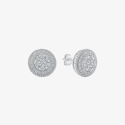 Fine Jewelry Diamond Blossom 1 Ct. T.w. Natural White Diamond 10k White Gold 12mm Stud Earrings