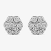 Fine Jewelry Diamond Blossom 1/10 Ct. T.w. Lab Grown White Diamond 10k Gold 3.7mm Flower Stud Earrings In White