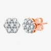 Fine Jewelry Diamond Blossom 1/10 Ct. T.w. Natural White Diamond 10k Rose Gold 7.1mm Stud Earrings In Pink