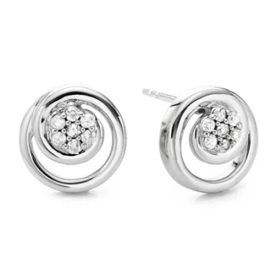 Fine Jewelry Diamond Blossom 1/10 Ct.t.w. Natural Diamond Swirl Earrings In White