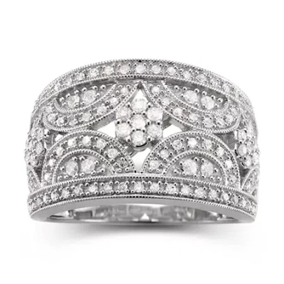 Fine Jewelry Diamond Blossom 1/2 Ct.t.w. Natural Diamond Cluster Sterling Silver Ring In Transparent