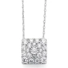 Fine Jewelry Diamond Blossom 1/2ct.t.w. Natural Diamond 10k White Gold Square Pendant Necklace In Transparent