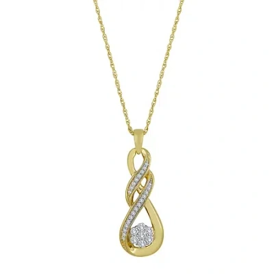 Fine Jewelry Diamond Blossom 1/4 Ct.t.w. Natural Diamond Swirl Pendant Necklace In Yellow