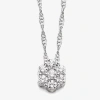 Fine Jewelry Diamond Blossom 1/5 Ct.t.w. Natural Diamond Sterling Silver Cluster Pendant In Transparent