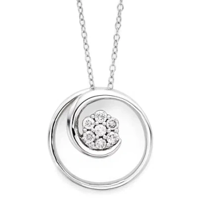 Fine Jewelry Diamond Blossom 1/6 Ct.t.w. Natural Diamond Swirl Pendant Necklace In Transparent