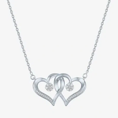 Fine Jewelry Diamond Blossom (g-h / Si2-i1) Womens 1/10 Ct. T.w. Lab Grown White Diamond Sterling Silver Heart Pe