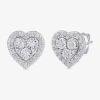 Fine Jewelry Diamond Blossom (h / I1-i2) 1/3 Ct. T.w. Lab Grown White Diamond Sterling Silver 22.5mm Heart Stud E In Silver