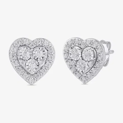 Fine Jewelry Diamond Blossom (h / I1-i2) 1/3 Ct. T.w. Lab Grown White Diamond Sterling Silver 22.5mm Heart Stud E