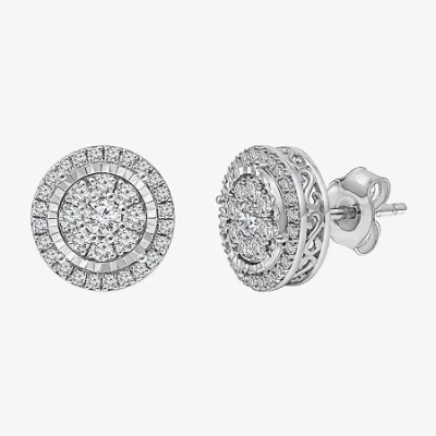Fine Jewelry Diamond Blossom (i-j / I3) 1 Ct. T.w. Natural White Diamond 10k White Gold Round Stud Earrings