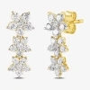 Fine Jewelry Diamond Blossom Womens 1 Ct. T.w. Lab Grown White Diamond 10k White Gold Flower Drop Earrings In Yellow