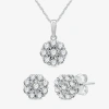 Fine Jewelry Diamond Blossom Womens 1 Ct. T.w. Lab Grown White Diamond Flower Pendant Necklace Set In Transparent