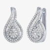 Fine Jewelry Diamond Blossom Womens 1 Ct. T.w. Natural White Diamond 10k White Gold Pear Drop Earrings In Transparent