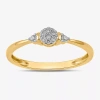Fine Jewelry Diamond Blossom Womens 1/10 Ct. T.w. Lab Grown White Diamond 10k Gold Round Delicate Cocktail Ring In Transparent