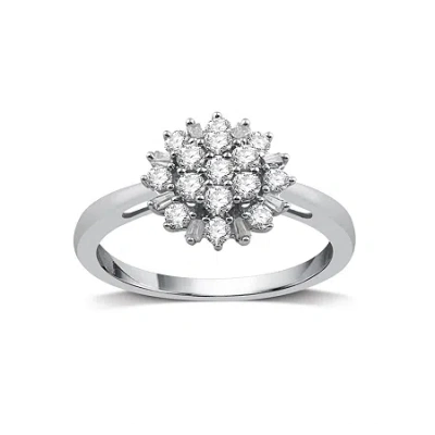 Fine Jewelry Diamond Blossom Womens 1/2 Ct. T.w. Natural White Diamond 10k Gold Cocktail Ring