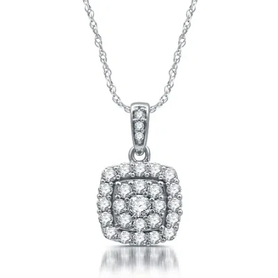 Fine Jewelry Diamond Blossom Womens 1/2 Ct. T.w. Natural White Diamond 10k White Gold Cushion 18 Inch Pendant Nec In Transparent
