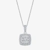 Fine Jewelry Diamond Blossom Womens 1/4 Ct. T.w. Natural White Diamond 10k White Gold Square 18 Inch Pendant Neck In Transparent