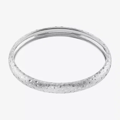 Fine Jewelry Diamond Cut Womens Sterling Silver Bangle Bracelet In Transparent