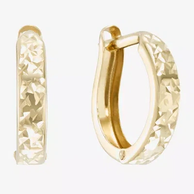 Fine Jewelry Diamond-cut 14k Yellow Gold 12.35mm Hinged Hoop Earrings