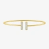 Fine Jewelry Double Bar (g-h / Si2-i1) Womens 1/10 Ct. T.w. White Diamond 14k Gold Over Silver Cuff Bracelet In Multi