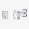 Fine Jewelry ( E-f/si1-si2 ) 1 Ct. T.w. Lab-grown Diamond 10k Gold 5.9mm Emerald Stud Earrings In White
