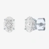 Fine Jewelry ( E-f/si1-si2 ) 1 Ct. T.w. Lab-grown Diamond 10k Gold 6.5mm Oval Stud Earrings In White