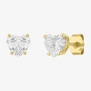 Fine Jewelry ( E-f/si1-si2 ) 1 Ct. T.w. Lab-grown Diamond 10k Gold 6mm Heart Stud Earrings In Yellow