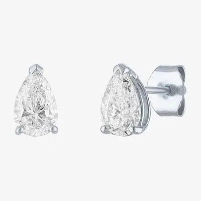 Fine Jewelry ( E-f/si1-si2 ) 1 Ct. T.w. Lab-grown Diamond 10k Gold 7.3mm Pear Stud Earrings In White
