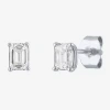 Fine Jewelry ( E-f/si1-si2 ) 1/2 Ct. T.w. Lab-grown Diamond 10k Gold 4.4mm Emerald Stud Earrings In White
