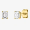 Fine Jewelry ( E-f/si1-si2 ) 1/2 Ct. T.w. Lab-grown Diamond 10k Gold 4.4mm Emerald Stud Earrings In Yellow