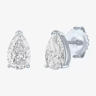 Fine Jewelry ( E-f/si1-si2 ) 2 Ct. T.w. Lab-grown Diamond 14k Gold 8.8mm Pear Stud Earrings In White