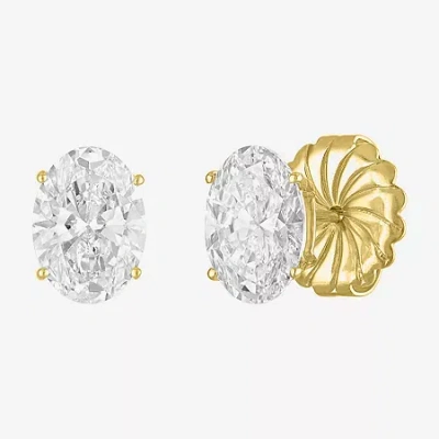 Fine Jewelry ( E-f/si1-si2 ) 3 Ct. T.w. Lab-grown Diamond 14k Gold 9mm Oval Stud Earrings In Yellow