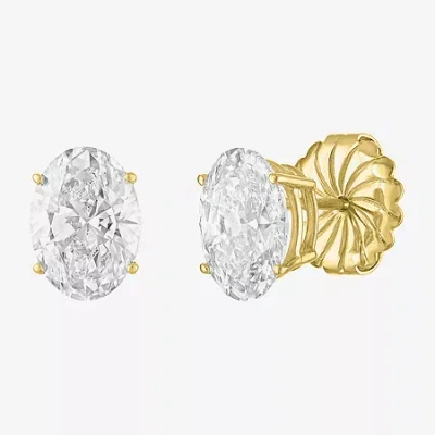 Fine Jewelry ( E-f/si1 Si2 ) 4 Ct. T.w. Lab-grown Diamond 14k Gold 9.8mm Oval Stud Earrings In Yellow
