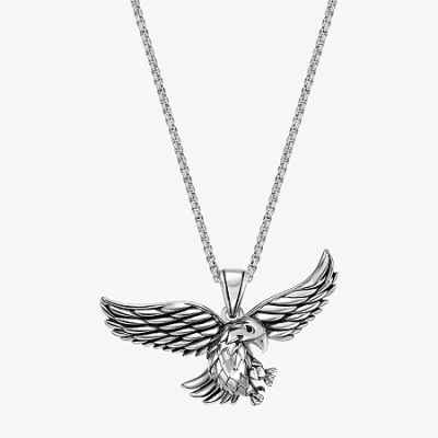 Fine Jewelry Eagle Mens Stainless Steel 24 Inch Pendant Necklace In Transparent