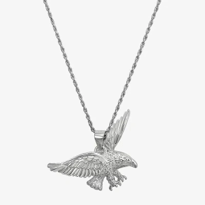 Fine Jewelry Eagle Mens Sterling Silver Cross 24 Inch Pendant Necklace In Transparent