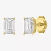 Fine Jewelry ( Ef/si1-si2 ) 2 Ct. T.w. Lab-grown Diamond 14k Gold 7.3mm Emerald Stud Earrings In Yellow