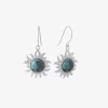 Fine Jewelry Enhanced Turquoise Filigree Sterling Silver Sun Earrings In Silver