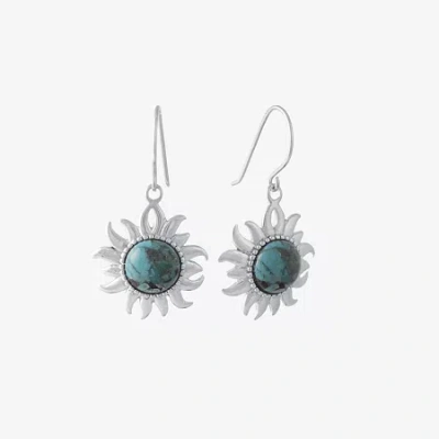 Fine Jewelry Enhanced Turquoise Filigree Sterling Silver Sun Earrings
