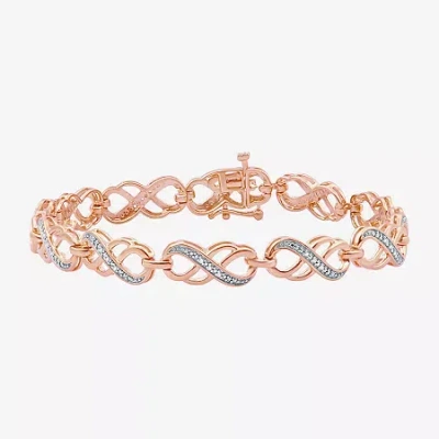 Fine Jewelry (f / Si1-si2) Womens 1/10 Ct. T.w. Lab Grown White Diamond 14k Gold Over Brass 7.5 Inch Tennis Brace In Pink