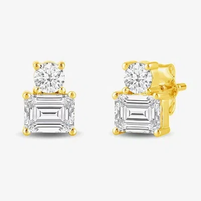 Fine Jewelry (f / Si2) 1 Ct. T.w. Lab Grown White Diamond 10k White Gold 6.7mm Stud Earrings In Yellow