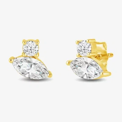 Fine Jewelry (f / Si2) 1 Ct. T.w. Lab Grown White Diamond 10k White Gold 6.8mm Stud Earrings In Yellow