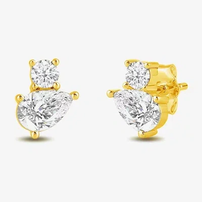 Fine Jewelry (f / Si2) 1 Ct. T.w. Lab Grown White Diamond 10k White Gold 8.2mm Stud Earrings In Yellow