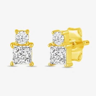 Fine Jewelry (f / Si2) 1/2 Ct. T.w. Lab Grown White Diamond 10k White Gold 5.6mm Stud Earrings In Yellow