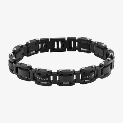 Fine Jewelry (f / Si2) Mens Stainless Steel Solid 8 1/2 Inch Link Bracelet In Black