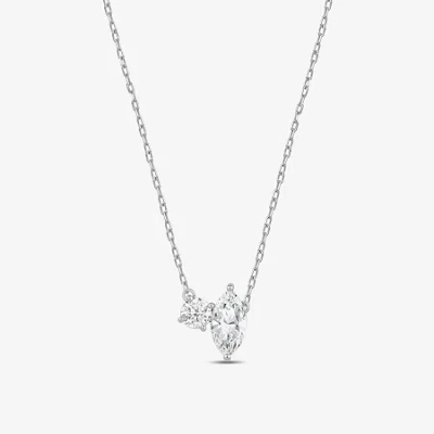 Fine Jewelry (f / Si2) Womens 1 Ct. T.w. Lab Grown White Diamond 10k White Gold 18 Inch Pendant Necklace