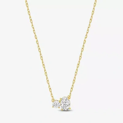 Fine Jewelry (f / Si2) Womens 1 Ct. T.w. Lab Grown White Diamond 10k White Gold 18 Inch Pendant Necklace In Yellow