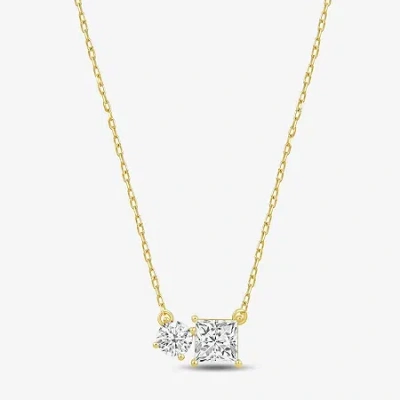 Fine Jewelry (f / Si2) Womens 1 Ct. T.w. Lab Grown White Diamond 10k White Gold 18 Inch Pendant Necklace In Yellow