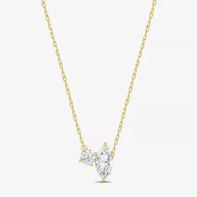 Fine Jewelry (f / Si2) Womens 1 Ct. T.w. Lab Grown White Diamond 10k White Gold 18 Inch Pendant Necklace In Yellow